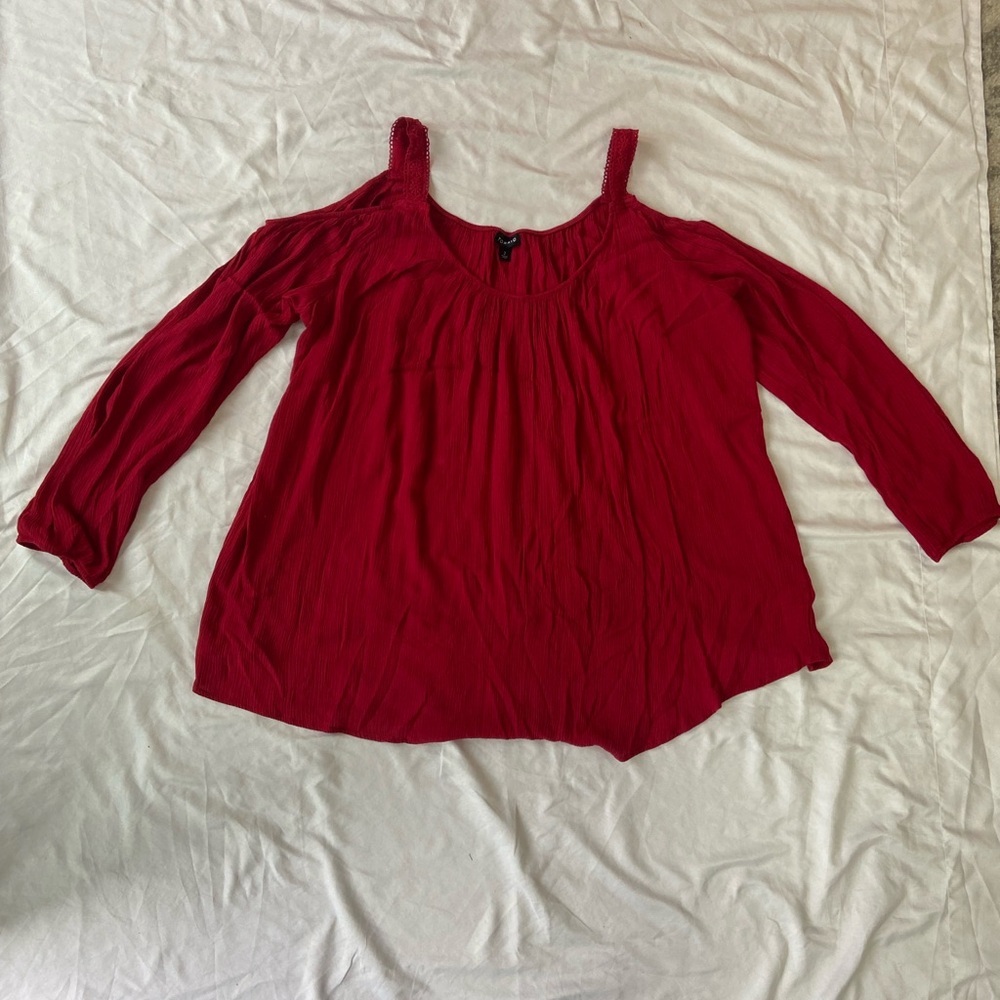 Torrid Red Asymmetrical Blouse with Relaxed Fit